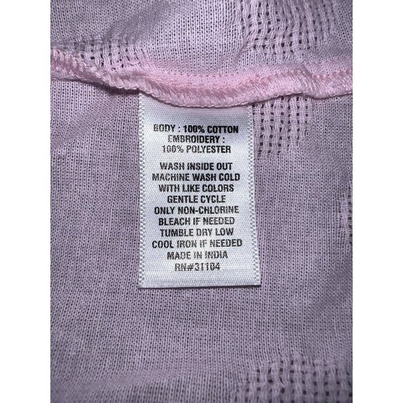 CROWN & IVY Soft Pink Long Sleeve Ruffle Embroidered Neckline Boho Blouse - Picture 11 of 11